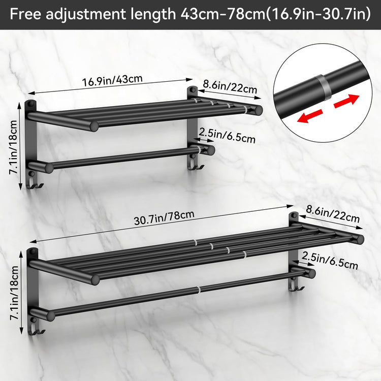 Black Adjustable Towel Bar for Bathroom Wall Mount17