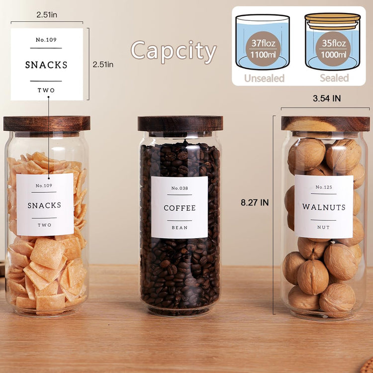 3 Set Glass Pantry Storage Jars with Acacia Airtight Lid (3 Count)