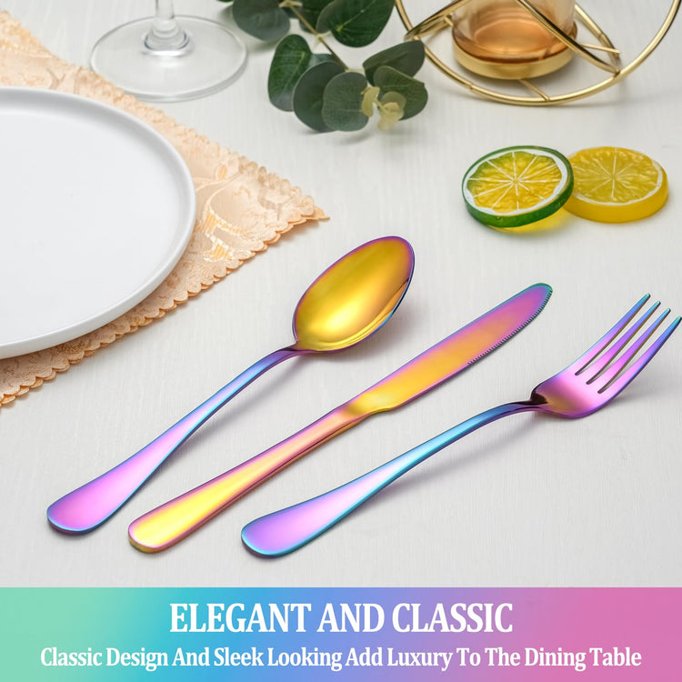 40 Pcs Rainbow Silverware Set Service for 8 (40 Count)