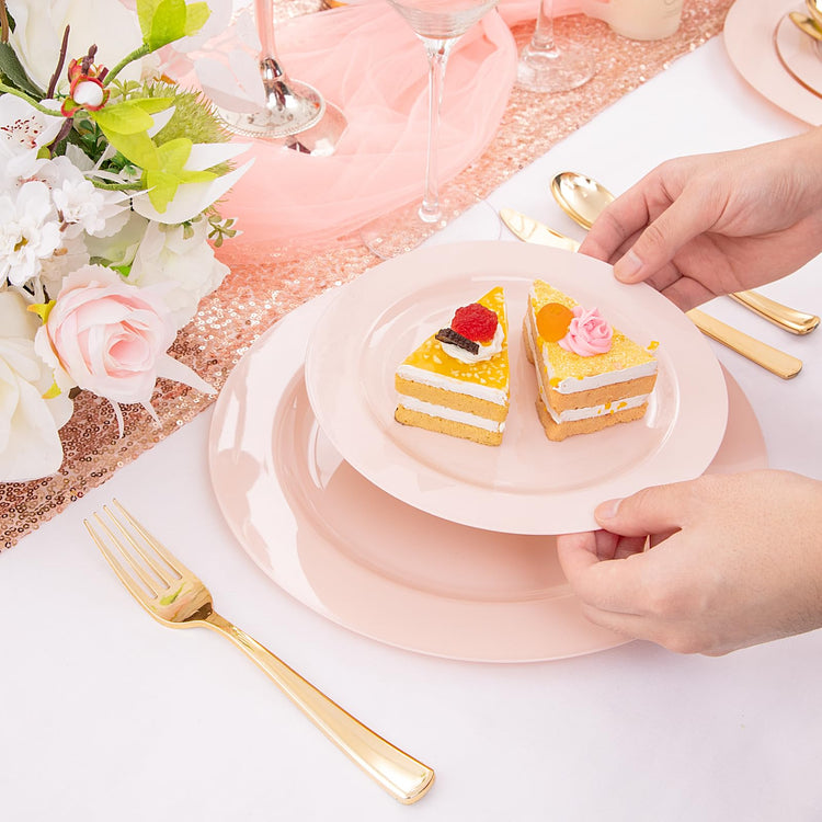 60PCS Pink Plastic Plates (60 Count)