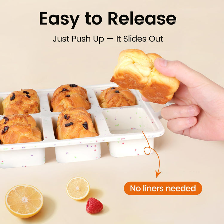2 Pack 8 Cavity Mini Silicone Loaf Pans (2 Count)