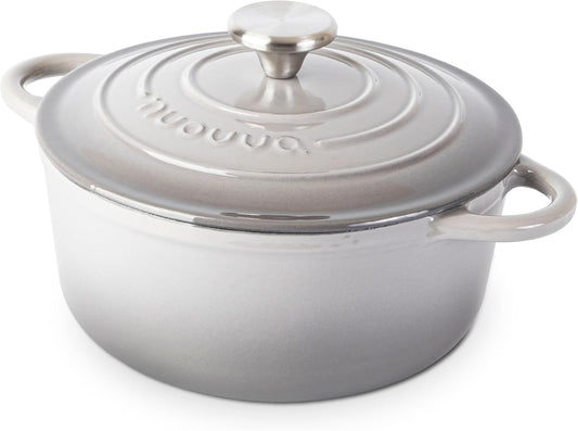 Cast Iron Dutch Oven with Lid – Non-Stick Ovenproof Enamelled Casserole Pot – Sturdy Dutch Oven Cookware – Grey, 3.1-Quart, 22cm – by Nuovva - Nestoria