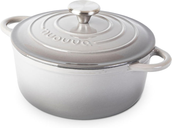 Cast Iron Dutch Oven with Lid – Non-Stick Ovenproof Enamelled Casserole Pot – Sturdy Dutch Oven Cookware – Grey, 3.1-Quart, 22cm – by Nuovva - Nestoria