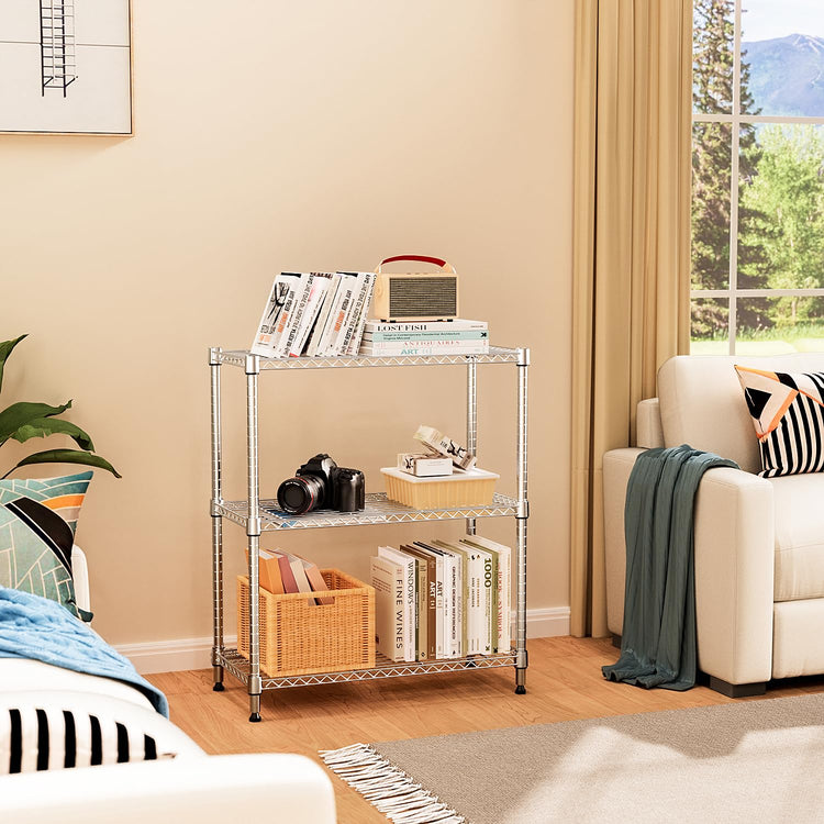 750 lbs 3 Tier Storage Rack Metal Wire Shelving Unit