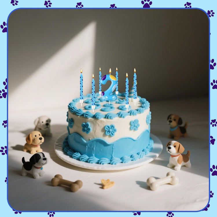 13PCS Blue Dog Paw Birthday Candles Set Cake Topper Numeral Birthday Candles for Boy Girl Dog Paw Decoration (13 Count)