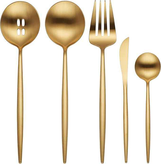 Hampton Forge 894758 Skandia Zephyr Satin Gold 45 Piece Flatware Set, Metallic