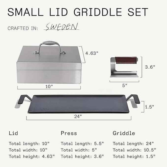 Made In Cookware | Carbon Steel Griddle and Grill Press Set with Half Lid - (Like Cast Iron, but Better) | Professional Cookware | Crafted in Sweden | Induction Compatible