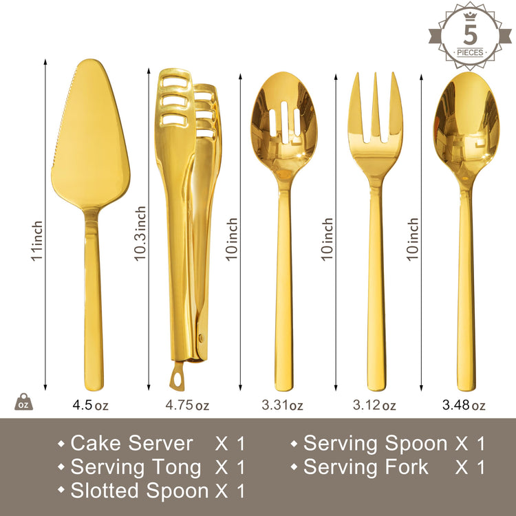 18 10 Large Hostess Gold Serving Utensils (5 Count)