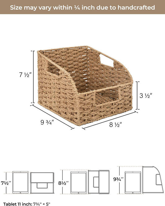 StorageWorks Wicker Baskets for Organizing, Pantry Organizers and Storage, Round Paper Rope Storage Basket for Pantry Shelves, Orange, 2 Pack