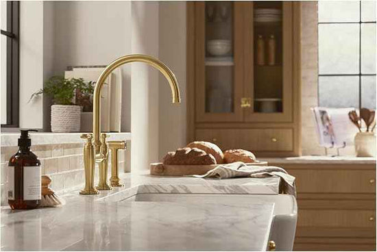 Kohler K28356-BL Edalyn by Studio McGee 1.5 GPM Widespread Bridge Kitchen Faucet - Includes Side Spray Matte Black