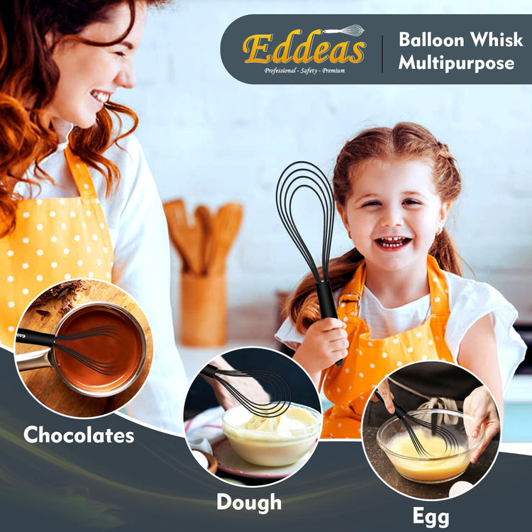 Flat Whisk EDDEAS Silicone Gravy Whisk for Cooking
