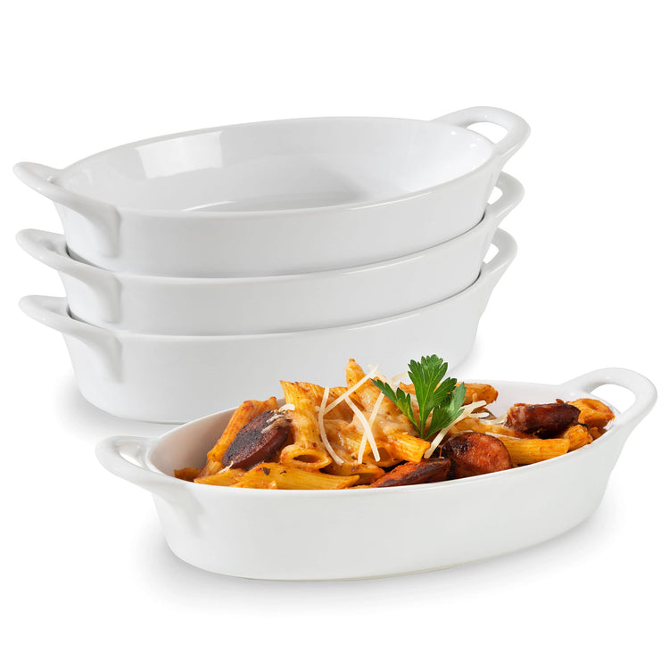 Oval Au Gratin Baking Dishes for Oven Safe and Microwave Cooking and Baking (4 Count)