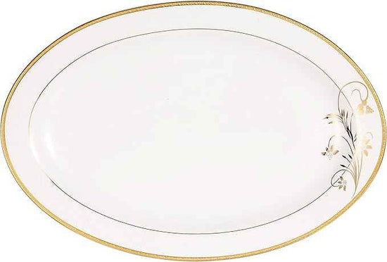 Lorren Home Trends La Luna Bone China 57-Piece 24K Gold Floral Design Dinnerware Set, Service for 8