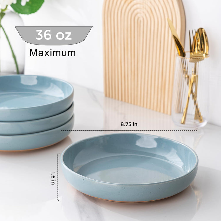 8.75'' Large Ceramic Pasta Bowls (4 Count)