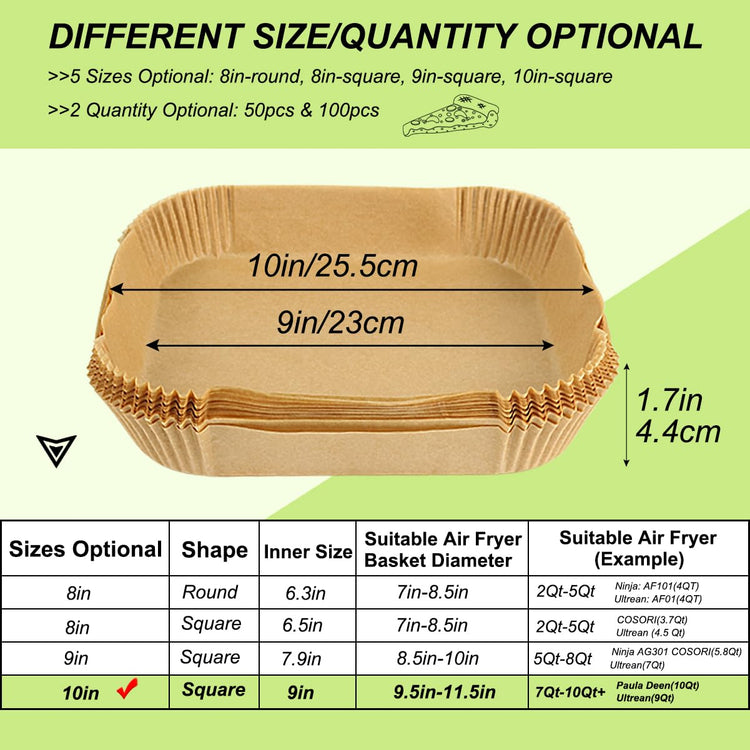 100PCS 10 Inch Large Air Fryer Liners for 7 (100 Count)