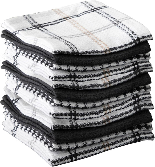 T-fal Premium Waffle Dish Cloths: Highly Absorbent, Super Soft Long Lasting - 100% Cotton, 12"x13" Towel for Cleaning & Drying, (12-Pack), Neutral - Nestoria