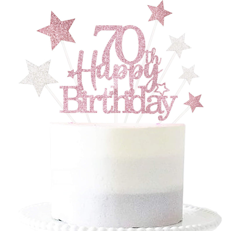 Rose Gold 70th Birthday Cake Topper (7 Count)