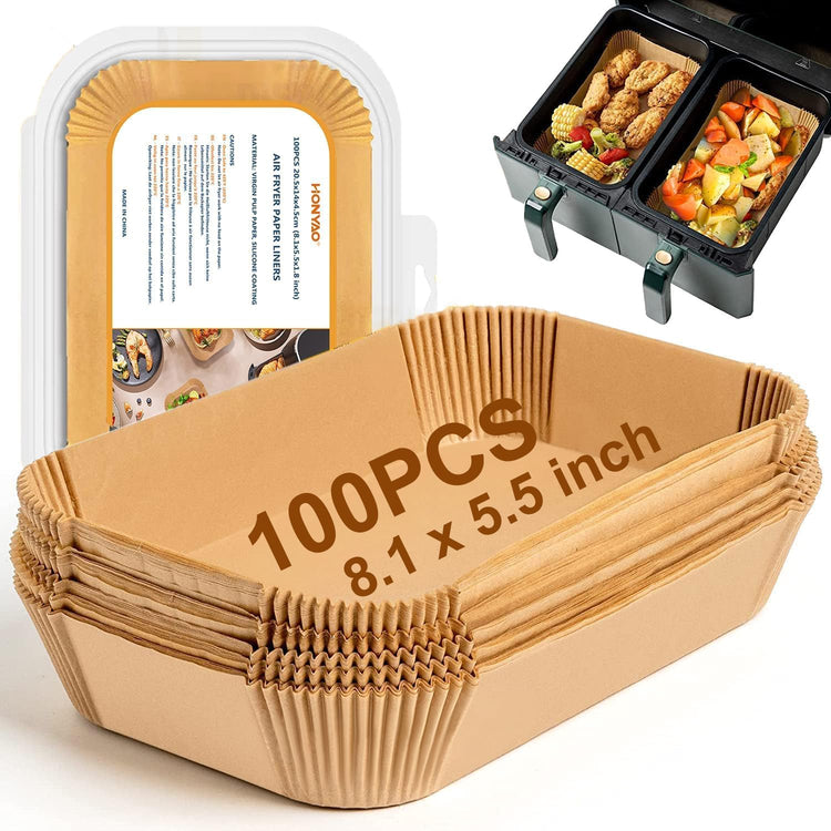 Air Fryer Paper Liners for Dual Zone Airfryer (100 Count)