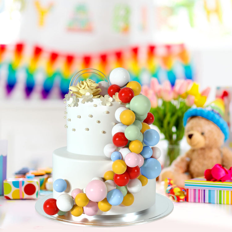 48 Pcs Balls Cake Topper Decorations Balloon Cupcake Toppers Foam Cake Topper Balls Cake Balls Decorations for Birthday Party Wedding Cake Decorating (48 Count)