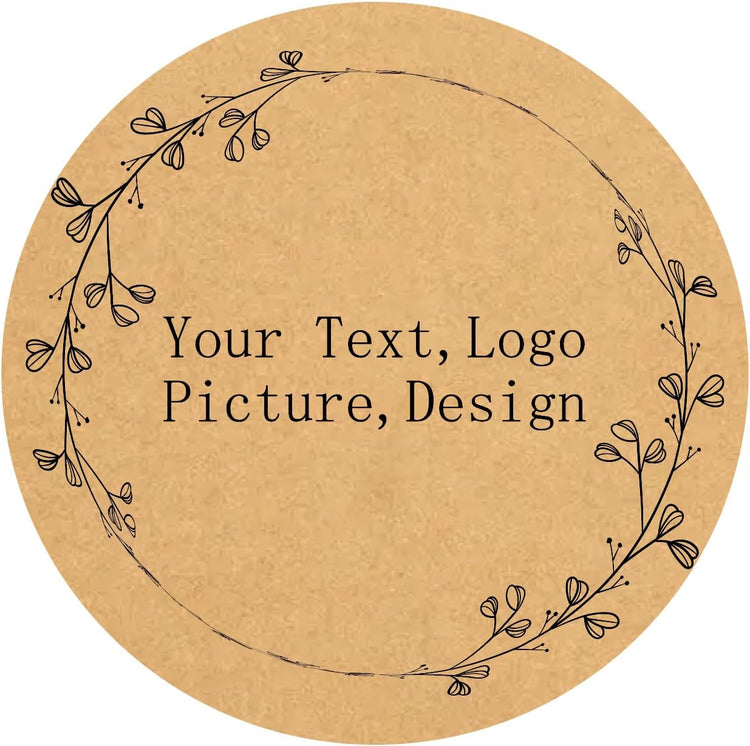 Custom Stickers Kraft Paper Labels Personalized Withe Text, Business Logo Customized Food Jars Labels Bakery Label Sticker Package Favor Canning Circle 100pcs (Style 5)