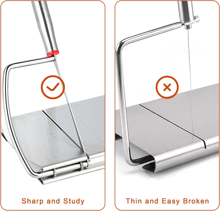 Cheese Slicer, Multipurpose Cheese Cutter Stainless Steel Cheese Slicers for Block Cheese, Butter, Sausages, Fruits Kitchen Gadget Cheese Cutting Board