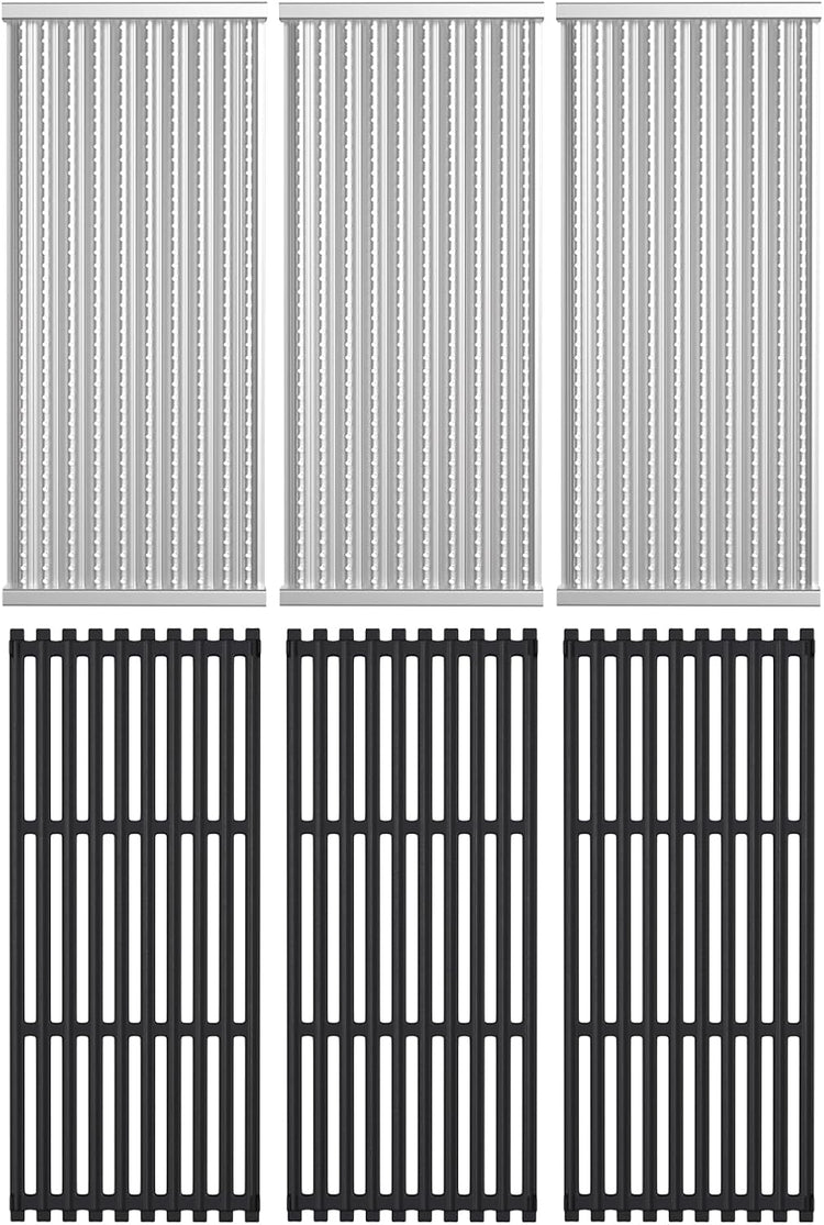 Cooking Grid Grates and Emitter Plates Replacement Parts for Charbroil TRU-Infrared Grills 3 4 Burner 463241314 433243911 463210011 463210312 G515-4700-W1, G515-4800-W1,Cast Iron