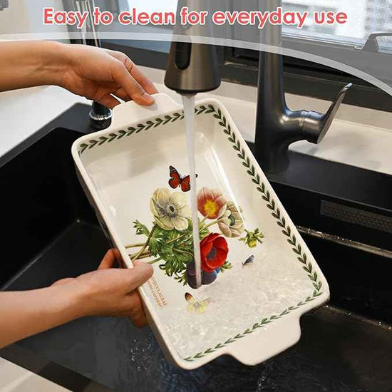 ACMLIFE Ceramic Casserole Dish Set, Ceramic Baking Dish for Oven, Casserole Dish Bakeware Set, Casserole Dishes for Oven, Lasagna Pan, Large Baking Dishes with Handles, Microwave, Dishwasher Safe, Gift Packaging Floral 2 Pcs Set(13"x8"+10.3"x6.3") (Bea...
