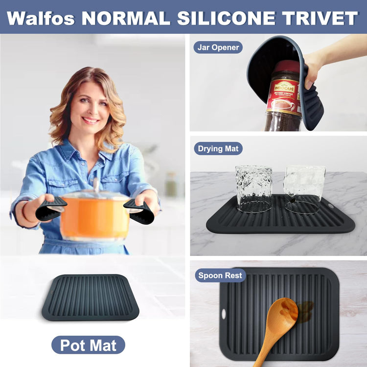 XXL Silicone Trivet 16" and Large 12" and Round & Square 7" (7 Count)