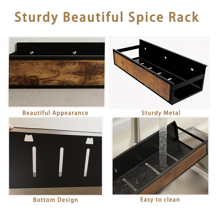 Spice Rack Wall Mount for Large Spice Jars (6 Count)
