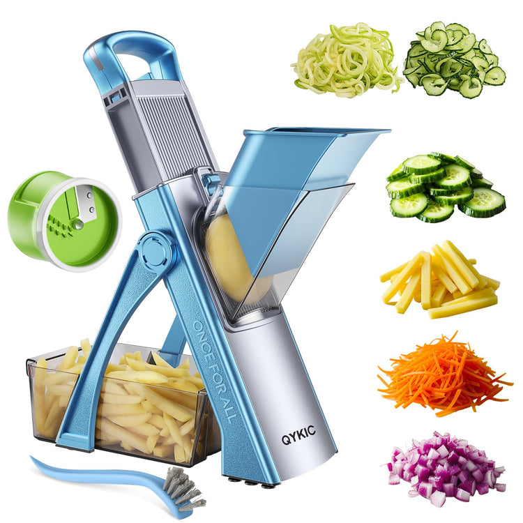 Safe Mandoline Slicer Pro for Kitchen with Spiral Shredder 7 in 1