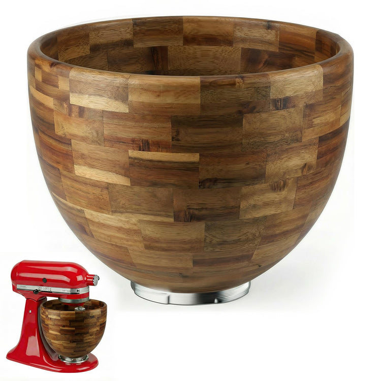 5 Qt Solid Wood Mixing Bowl Compatible with KitchenAid Tilt