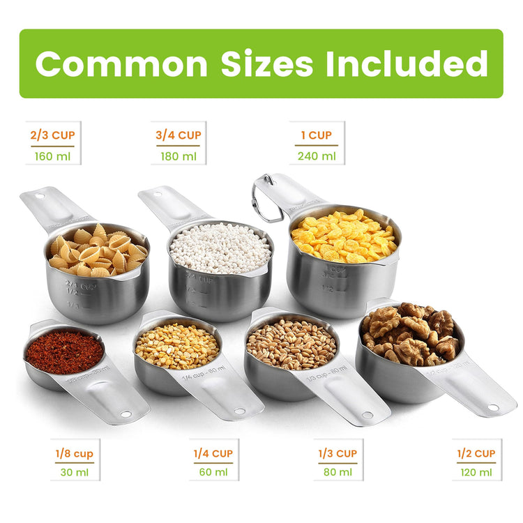 Stainless Steel Measuring Cups Set of 7 with Pour Spout