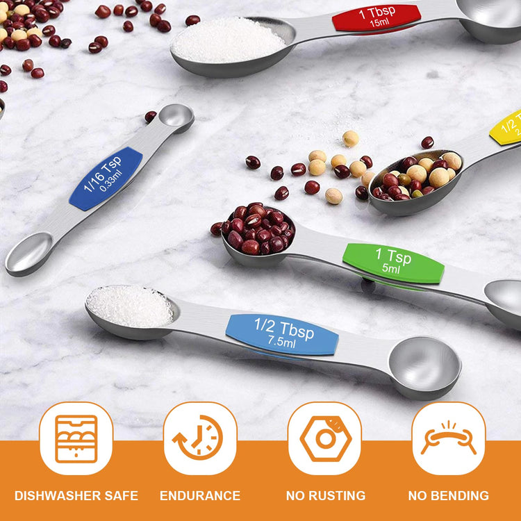Stainless Steel Magnetic Measuring Spoons with Strong Magnets