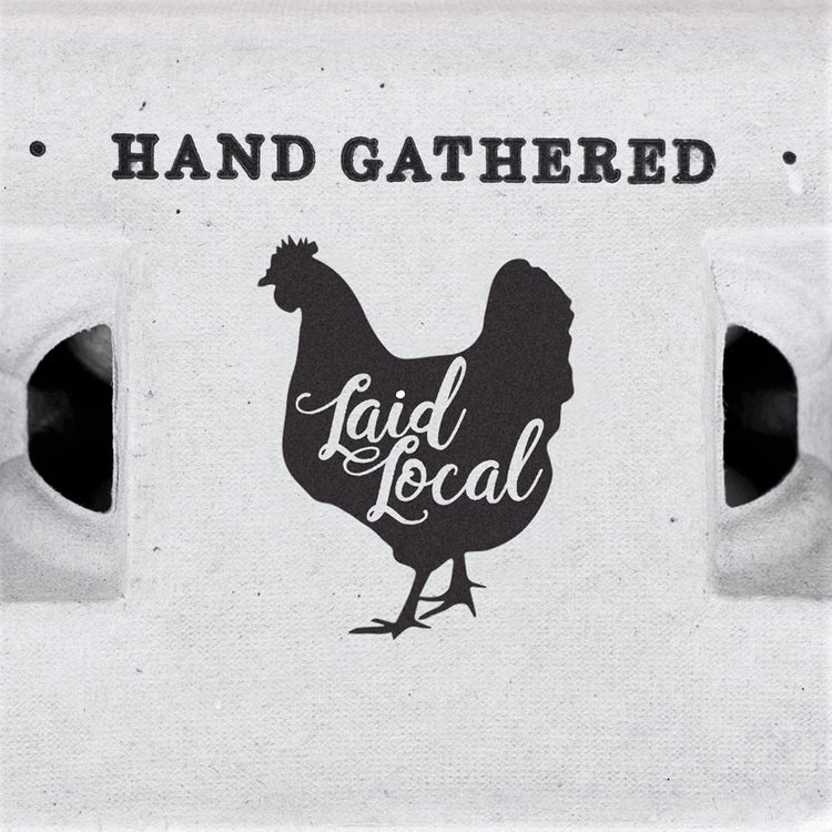 25 Egg Cartons- Adorable Printed Vintage Design for Farm Fresh Eggs, Recycled Paper Cardboard, Sturdy & Reusable, Carton Holds up to XL Chicken Eggs (25, Locally Laid Hen)