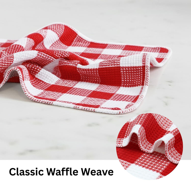 Waffle Weave Plaid Dish Cloths