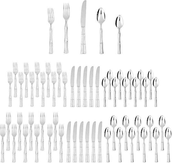 Fortessa Royal Pacific 18/10 Stainless Steel, 60 Piece Flatware Set (Service for 12), Silver