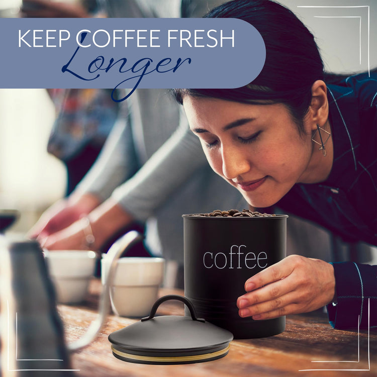 Enamelware Black Coffee Canister; Modern Farmhouse Style Coffee Storage for Kitchen