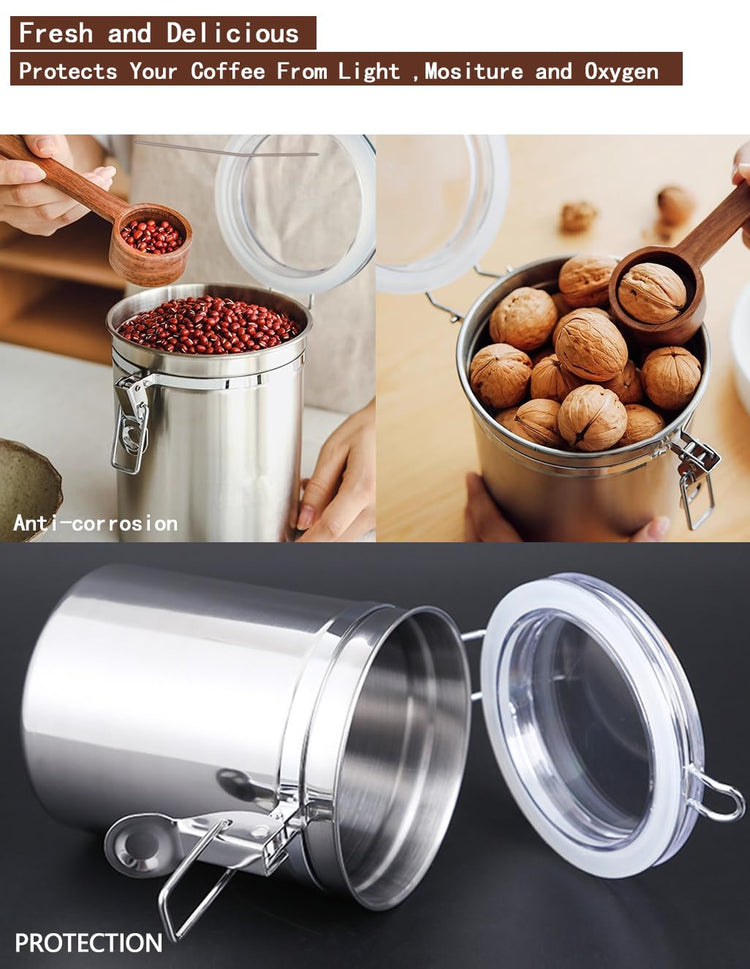 Stainless Steel Food Container with Clear Lids Airtight Container Stackable Small Canisters Kitchen Pantry Storage for Cereal