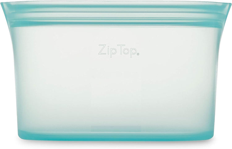 Zip Top Reusable Food Storage Bags | Medium Dish [Teal] | Silicone Meal Prep Container | Microwave, Dishwasher and Freezer Safe | Made in the USA