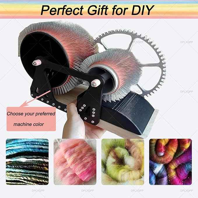 Artisan Fiber Blending Tool,Manual Wool Carder with Stainless Steel Pins,Perfect for Hand Spinning Yarn,Wool Felting & Color Mixing Projects Black
