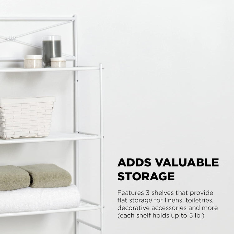 Zenna Home Over the Toilet Storage Shelf Space Saver, Behind Toilet Bathroom Organizer and Storage, Metal Bathroom Organizer with 3 Shelves, White