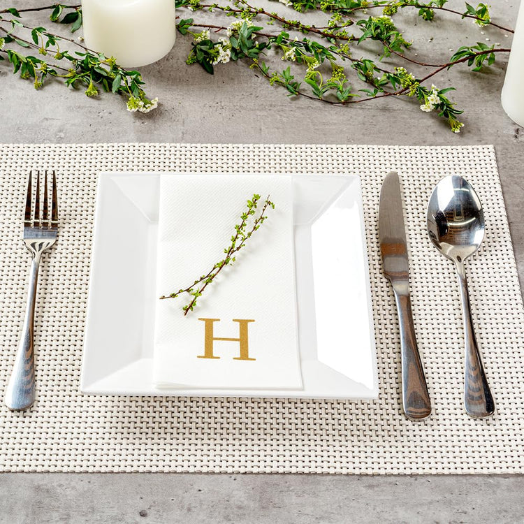 Paper Rectangle Gold Letter H Linen (2000 Count)