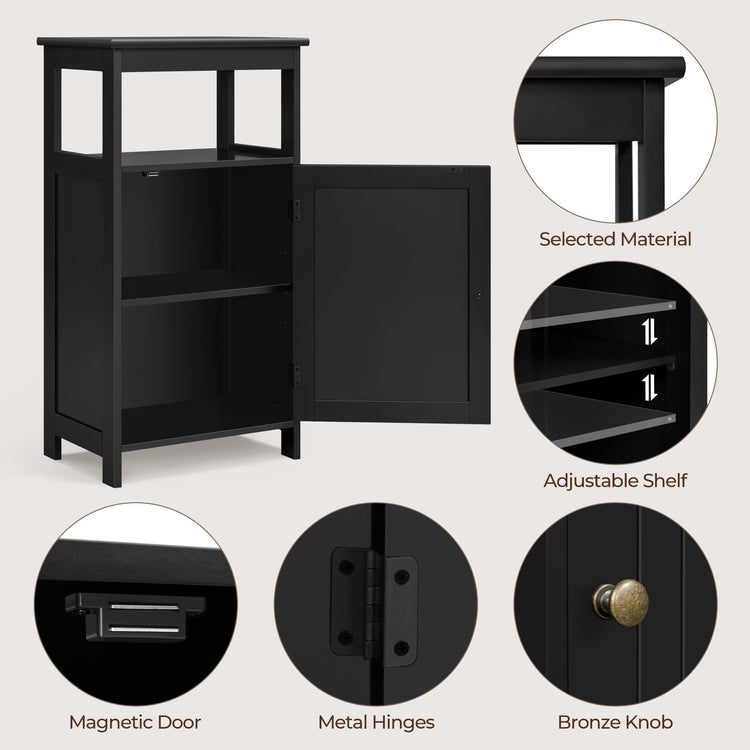 Small Bathroom Storage Cabinet with Door & Open Shelf