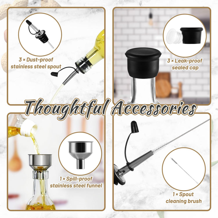 3 Pack Glass Oil Dispensers 500ML (3 Count)