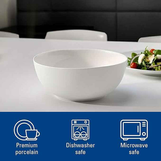 Villeroy & Boch For Me Round Vegetable Bowl, 9 in, Premium Porcelain, White