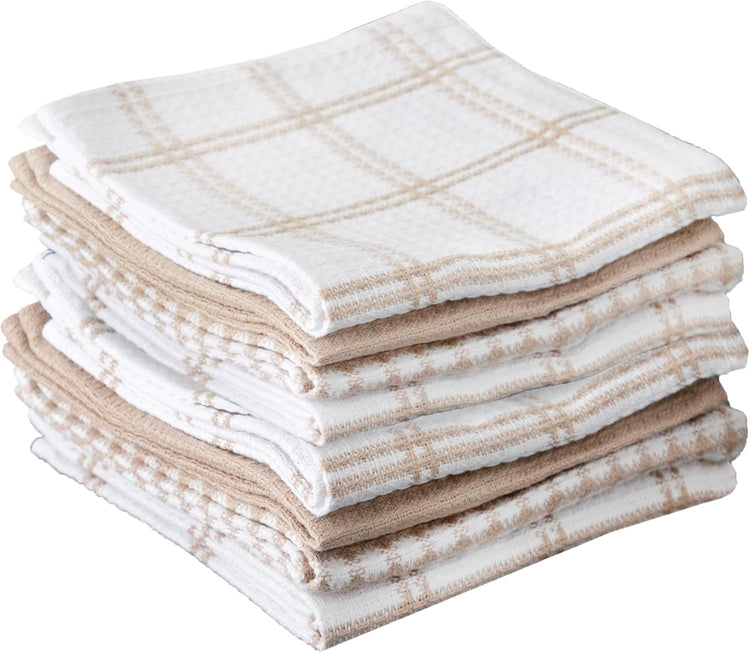 T-fal Premium Waffle Dish Cloths: Highly Absorbent, Super Soft Long Lasting - 100% Cotton, 12"x13" Towel for Cleaning & Drying, (8-Pack), Sand - Nestoria