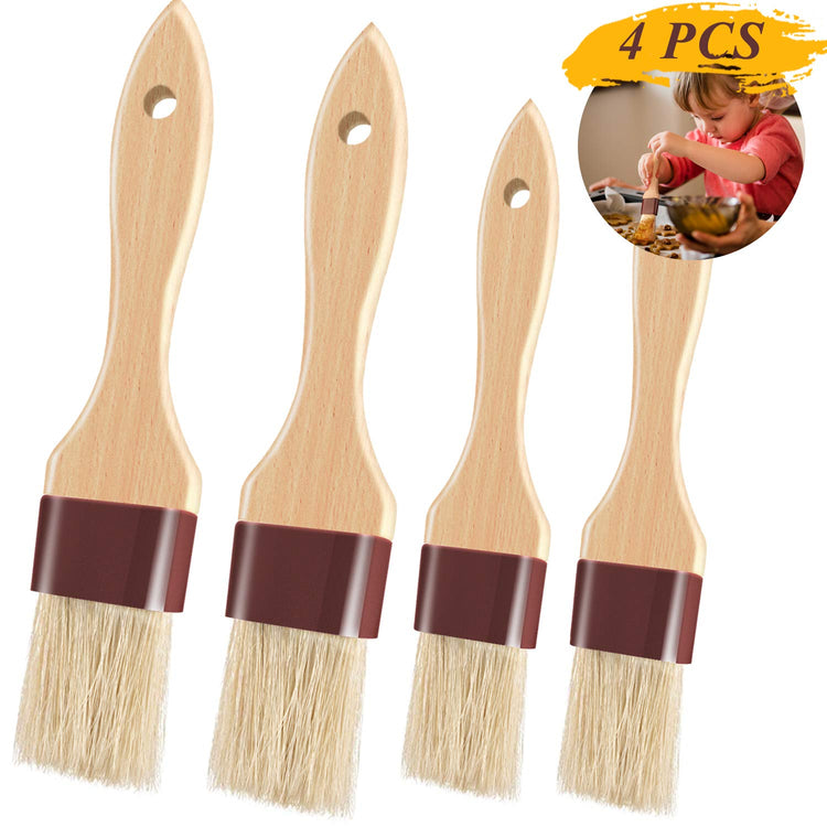 Pastry Brushes for Baking Basting Brush with Boar Bristles and Beech Hardwood Handles Culinary Oil Brush for Barbecue Butter Grill BBQ Sauce Baster Marinade Kitchen Food Cooking Brushes