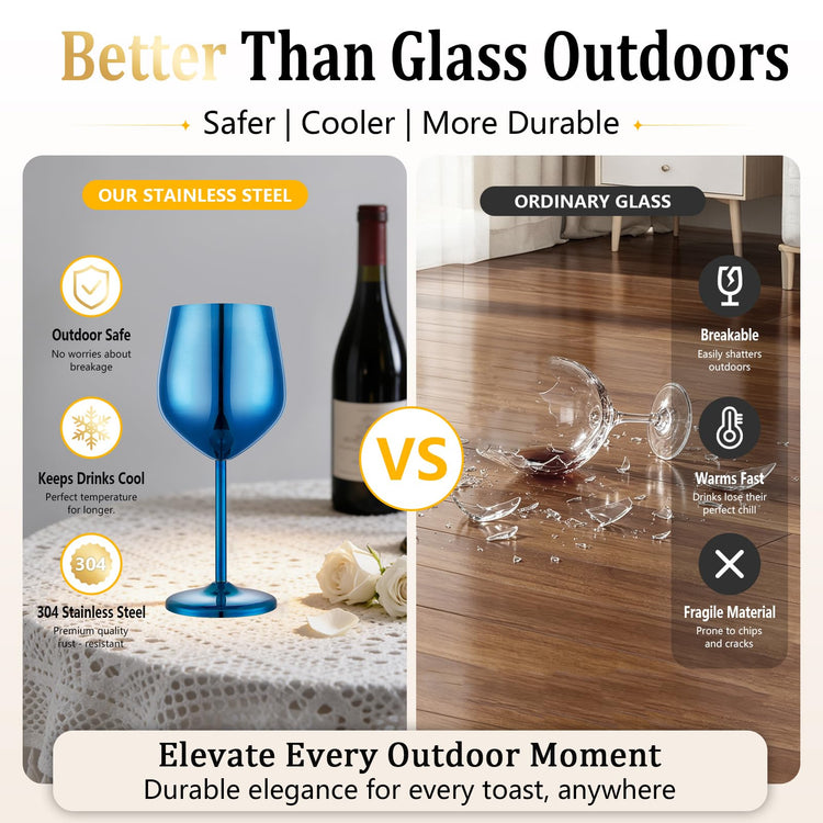 Unbreakable Stainless Steel Wine Glasses Set of 2 (2 Count)