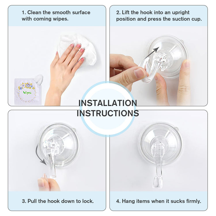 Suction Cup Hooks with Wipes (6 Count)