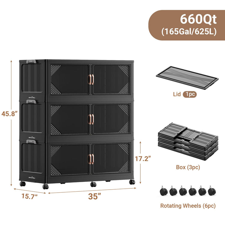 V60 660QT Plastic Stackable Storage Bins with Lid (3 Count)